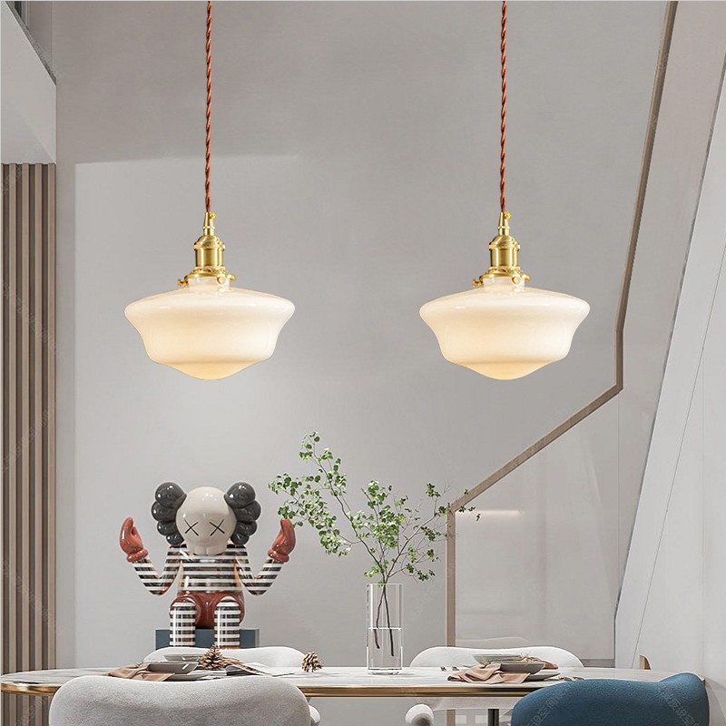 Commercial Kitchen Lighting - Lampe LED suspendue en verre blanc